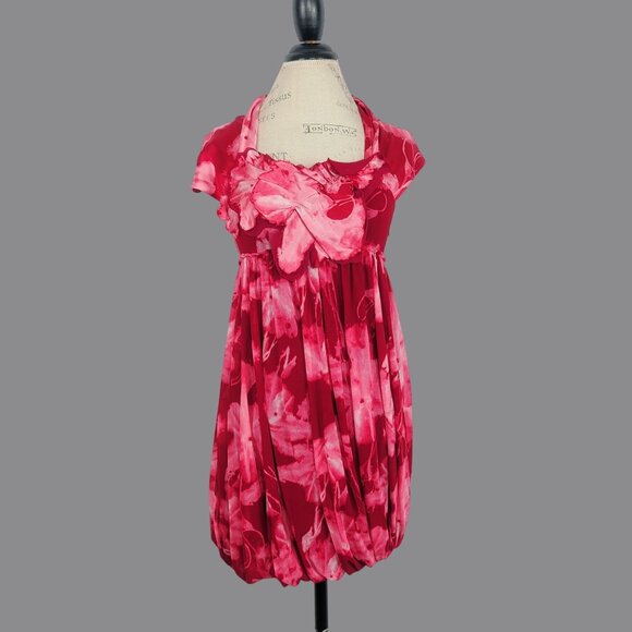 Vintage Vivienne Tam Bubble Dress Small Red Floral - Picture 2 of 8